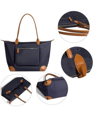 Womens Large Lightweight Designer Leather Nylon Work Shoulder Bag