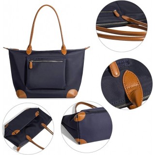 Womens Large Lightweight Designer Leather Nylon Work Shoulder Bag