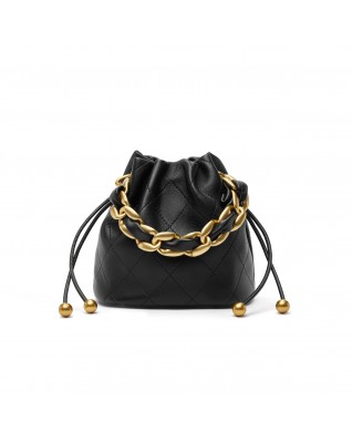 Women's Small Quilted Drawstring Bucket Bag