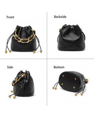 Women's Small Quilted Drawstring Bucket Bag
