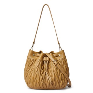 Women's Lambskin Drawstring Bucket Bag