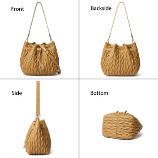 Women's Lambskin Drawstring Bucket Bag