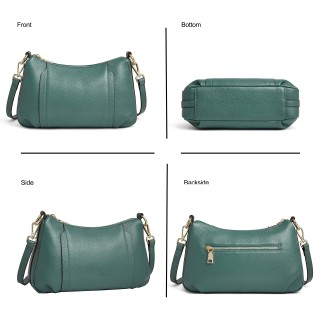 Women's Leather Green Crossbody Bag with Two Removable Shoulder Straps