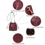 Women's Small Leather Bucket Drawstring Crossbody Bag