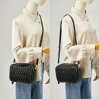 Women's Black Quilted Double Zipper Shoulder Bag