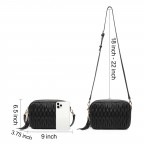 Women's Black Quilted Double Zipper Shoulder Bag