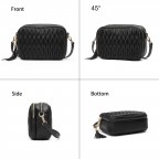 Women's Black Quilted Double Zipper Shoulder Bag