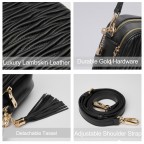 Women's Black Quilted Double Zipper Shoulder Bag