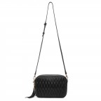 Women's Black Quilted Double Zipper Shoulder Bag