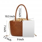 Vintage Handmade Top Handle Basket Tote Bag