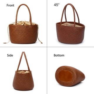 Vintage Handmade Top Handle Basket Tote Bag