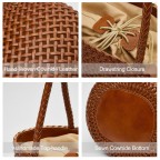 Vintage Handmade Top Handle Basket Tote Bag