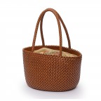 Vintage Handmade Top Handle Basket Tote Bag