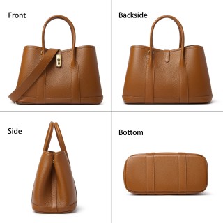 Women's Top Leather Tote Bag w/Wide Long Shoulder Strap