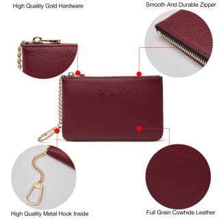 Small burgundy leather coin purse