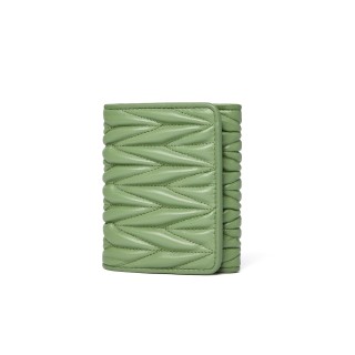 Small Lambskin Trifold Quilted Leather Wallet