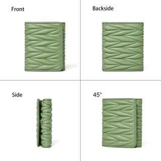 Small Lambskin Trifold Quilted Leather Wallet