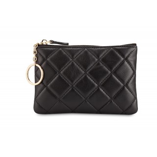 Soft Lambskin Quilted Zip Top Wallet