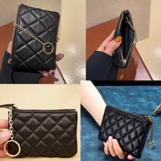 Soft Lambskin Quilted Zip Top Wallet