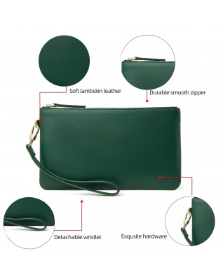 Goat leather wristlet clutch wallet