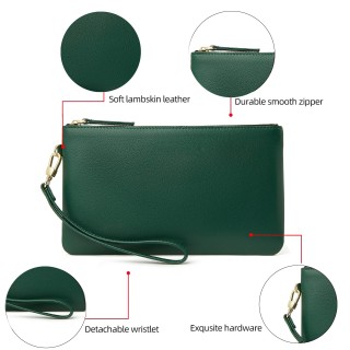 Goat leather wristlet clutch wallet
